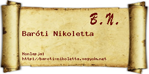 Baróti Nikoletta névjegykártya